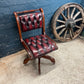 Oxblood Red Leather Chesterfield Style Swivel Desk Chair