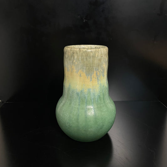 Vintage 1931 Ruskin England Pottery Green / Blue Crystalline Glazed Vase