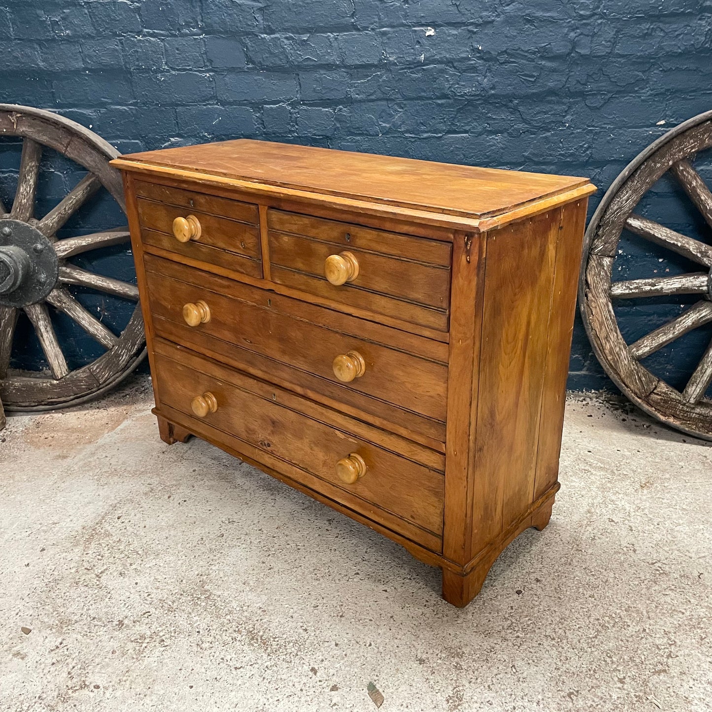 Antique Vintage Victorian 2 Over 2 Rustic Pine Chest Of Drawers