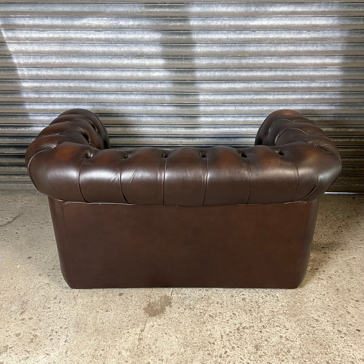 Brown Leather 2 Seater Chesterfield Sofa Bed