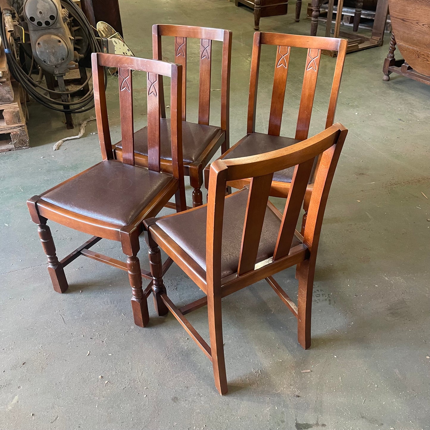 Vintage Faux Leather / Wood Dining Chairs £10 Each