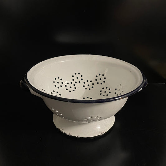 Vintage White / Blue Enamel Colander Polish Made