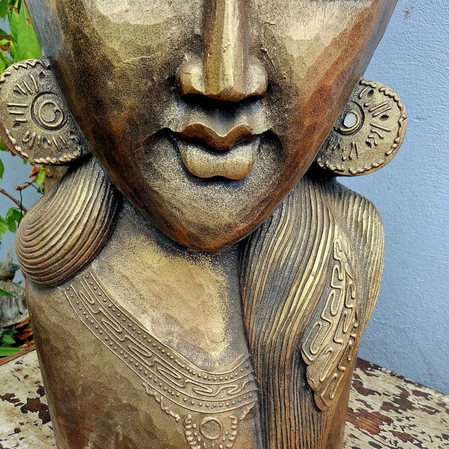 Solid Wood Buddha Maitreyaln Statue