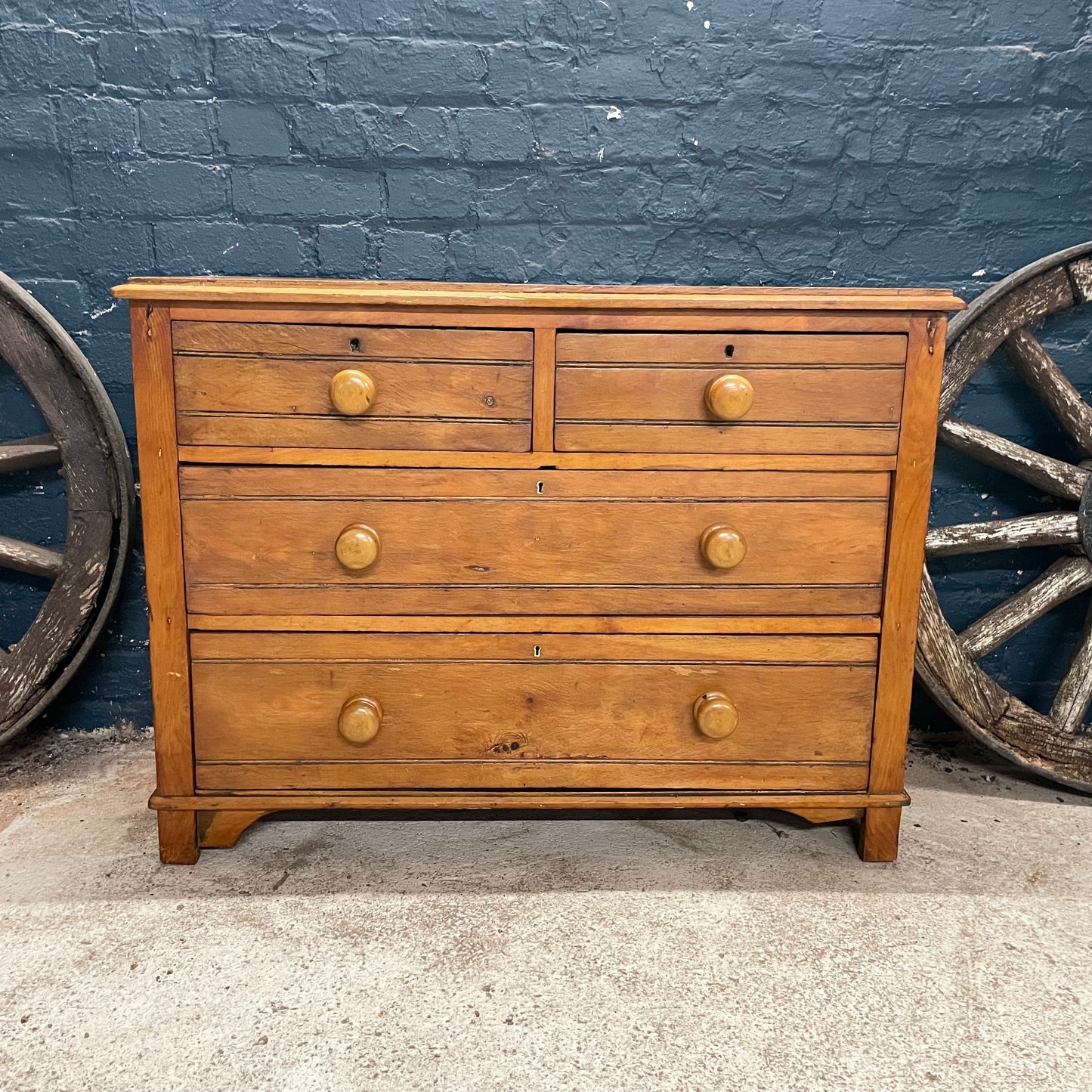 Antique Vintage Victorian 2 Over 2 Rustic Pine Chest Of Drawers