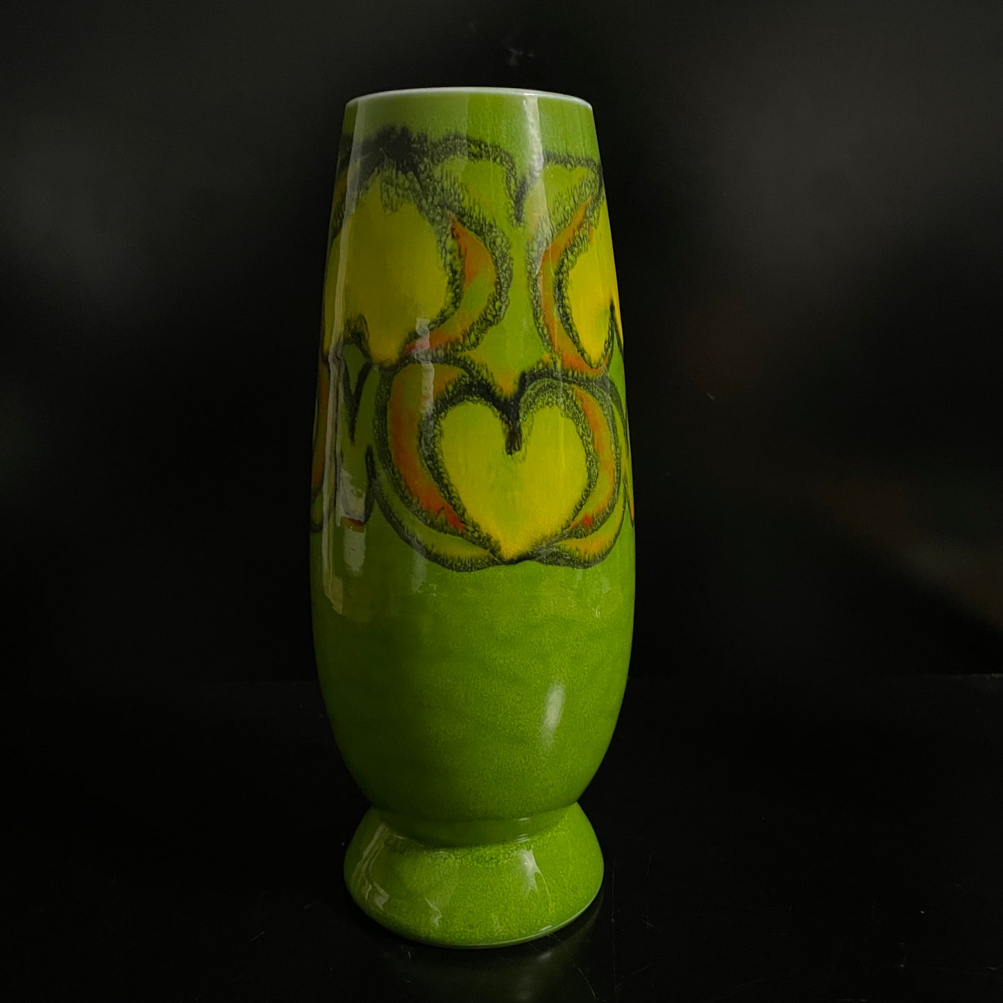 Vintage Poole pottery Delphis Shape 15 Green Vase Signed By Artist