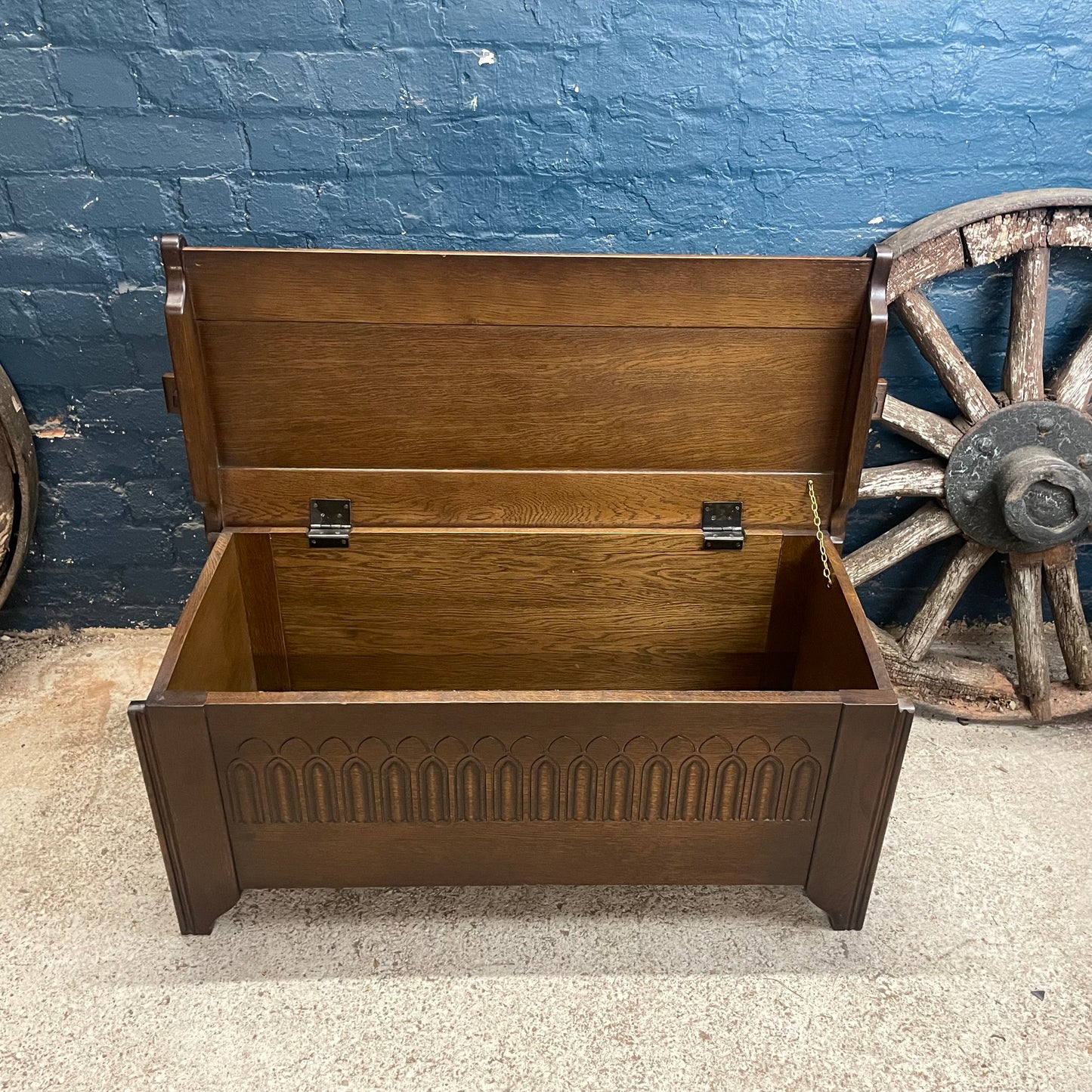 Vintage Solid Oak Blanket Box / Trunk