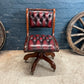 Oxblood Red Leather Chesterfield Style Swivel Desk Chair