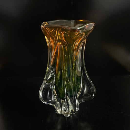 Vintage Mid Century Murano Amber Glass Vase