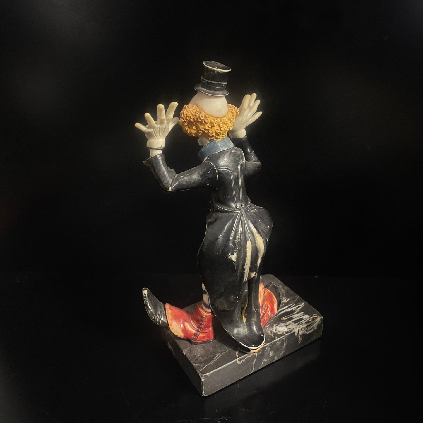 Vintage Fontanini Depose Hobo Clown Figurine On A Marble Base