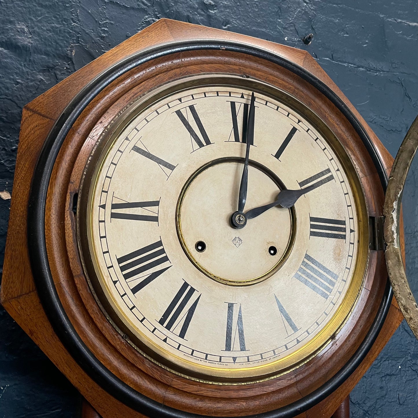 Antique Vintage American Ansonia Mechanical Wall Clock