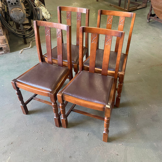 Vintage Faux Leather / Wood Dining Chairs £10 Each