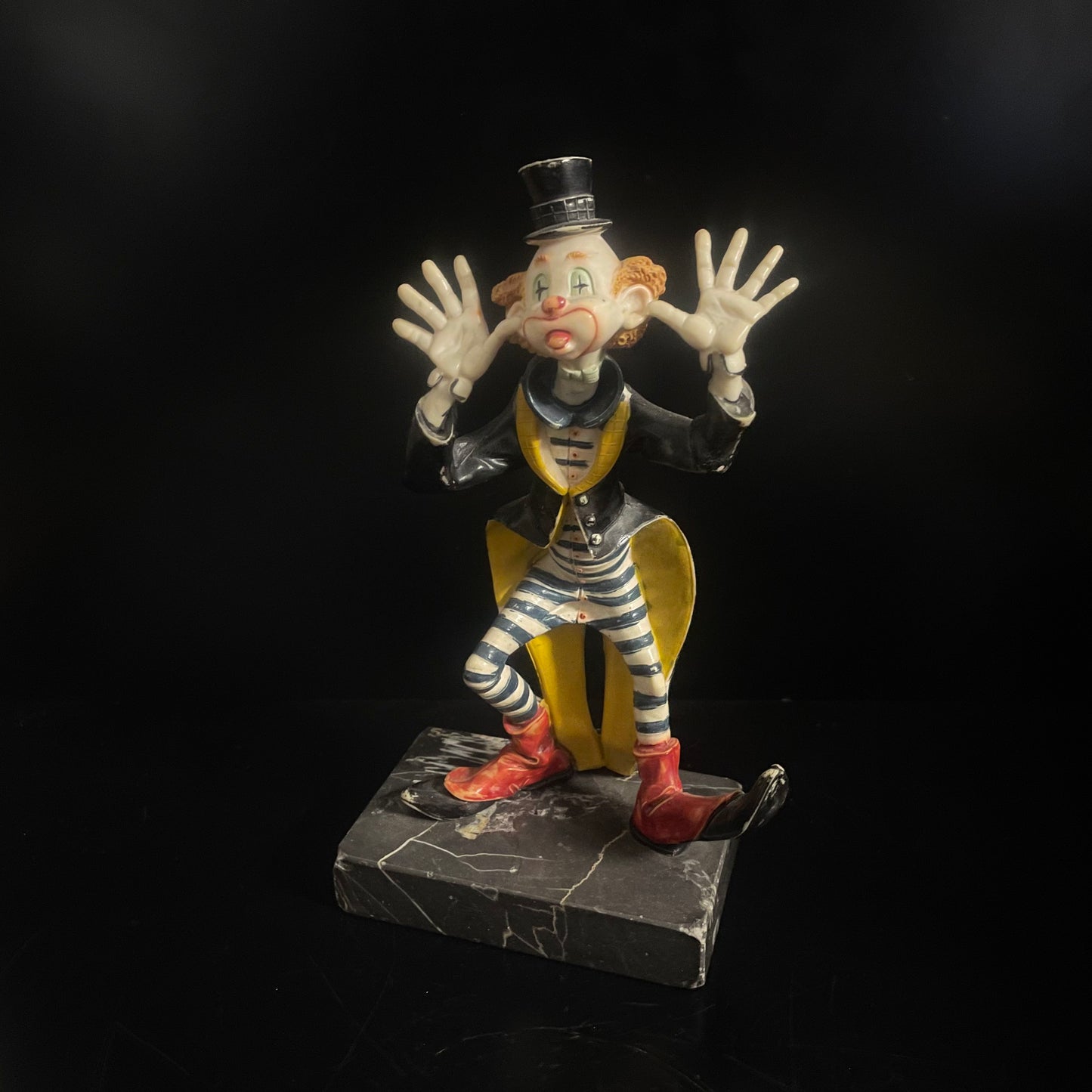 Vintage Fontanini Depose Hobo Clown Figurine On A Marble Base