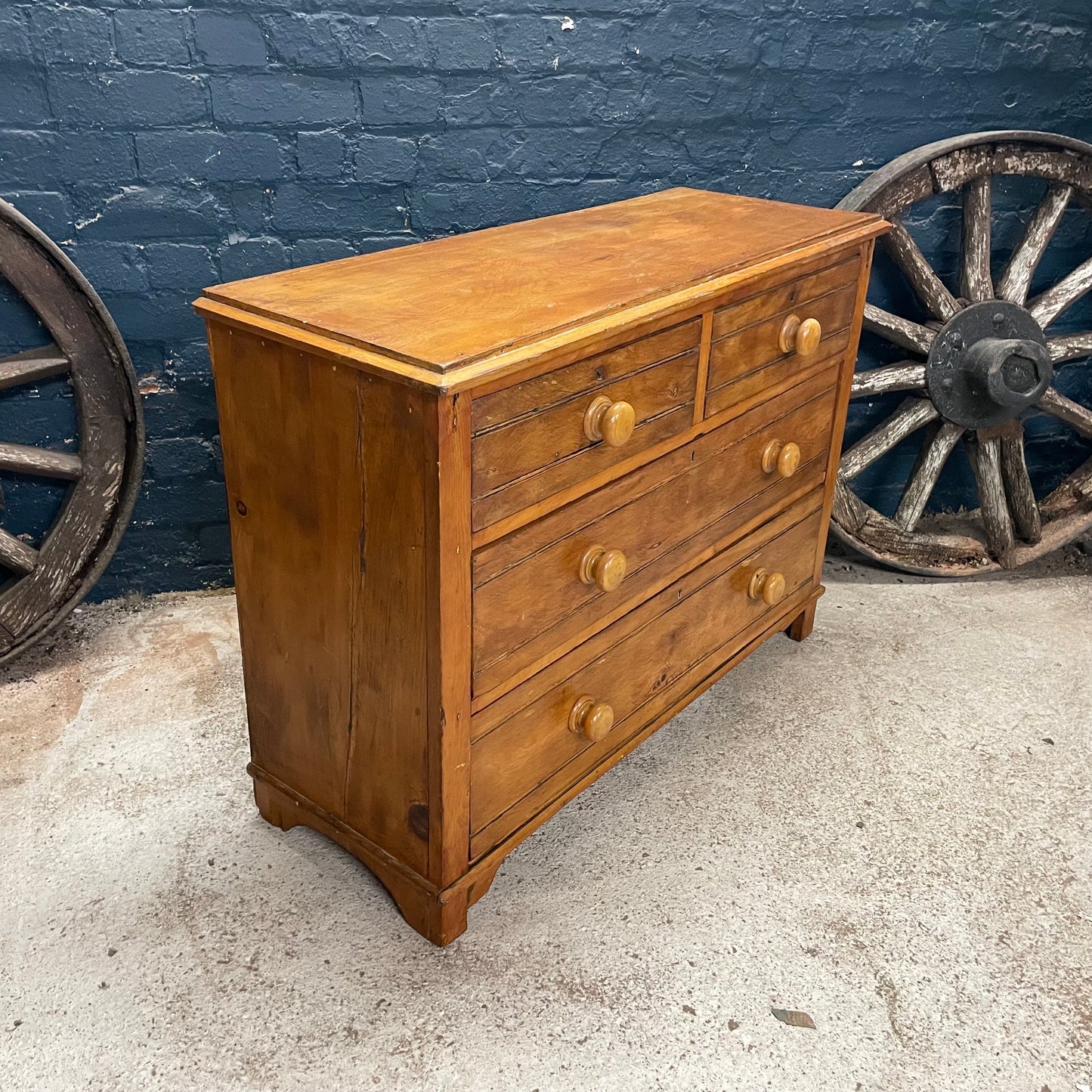 Antique Vintage Victorian 2 Over 2 Rustic Pine Chest Of Drawers