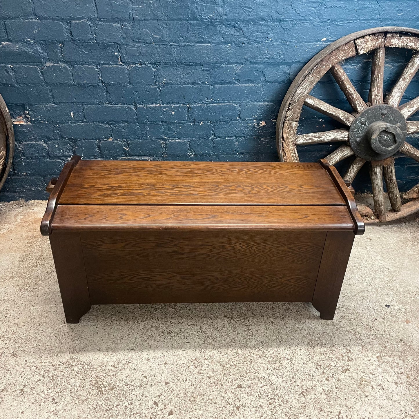 Vintage Solid Oak Blanket Box / Trunk