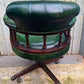 Vintage Green Leather Swivel Captains Chair