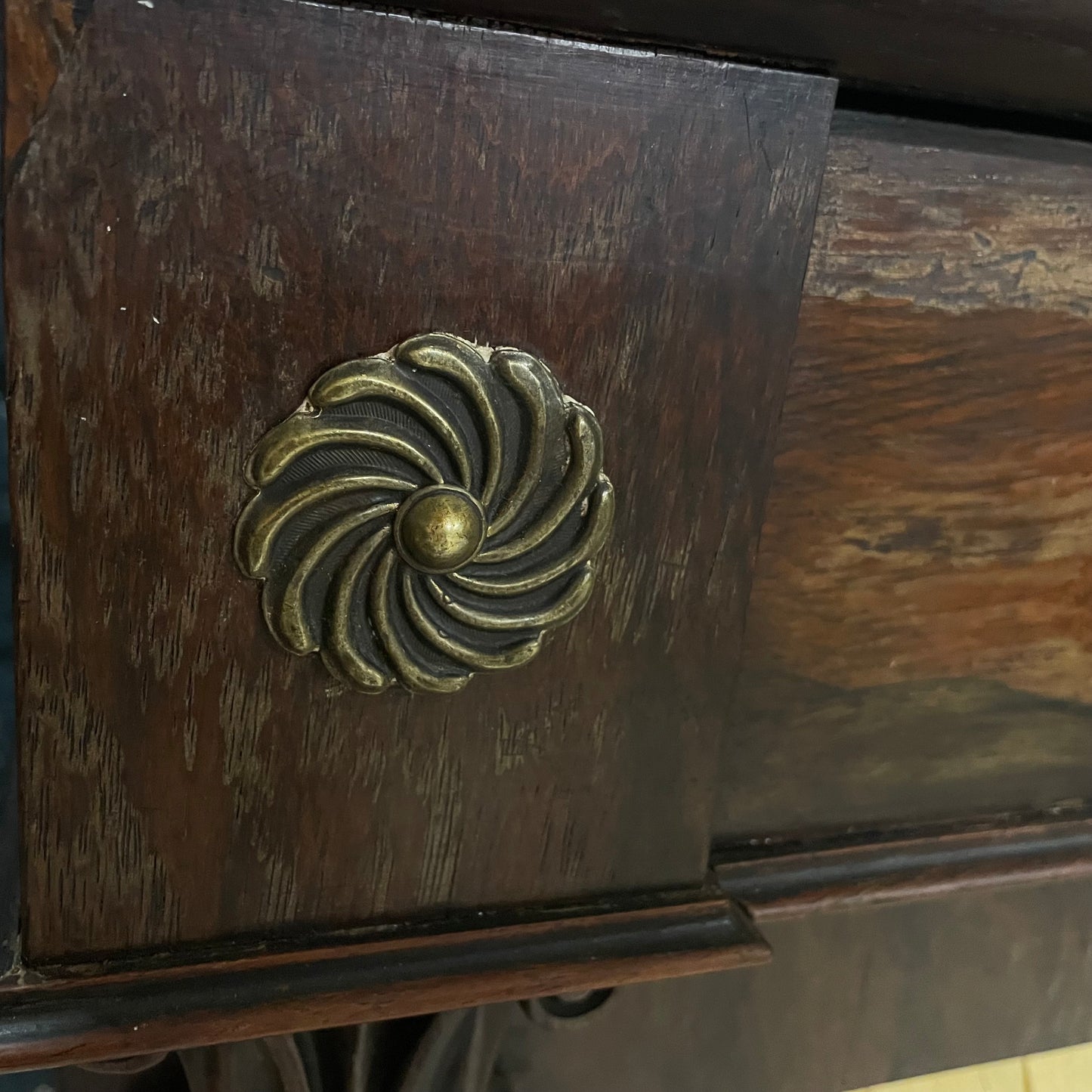 Antique Vintage White Marble & Oak Chiffonier Sideboard