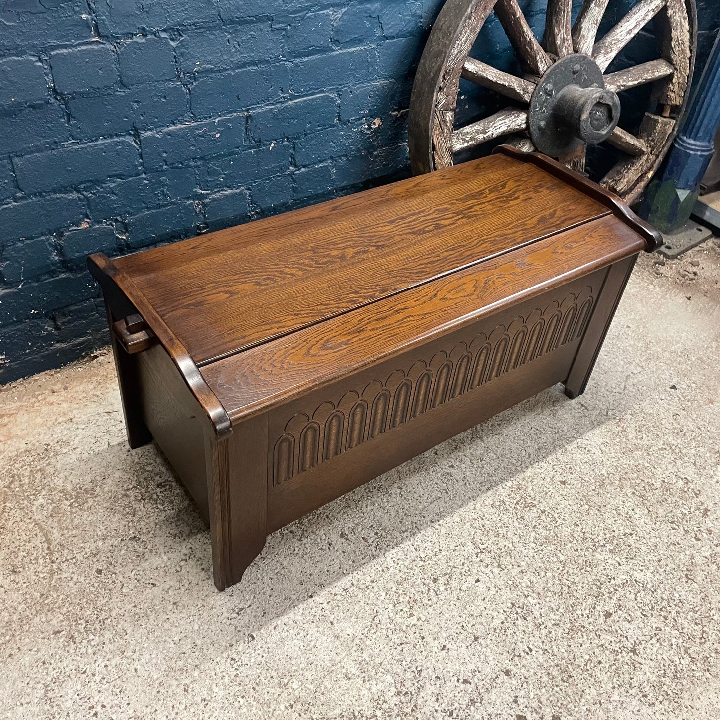 Vintage Solid Oak Blanket Box / Trunk