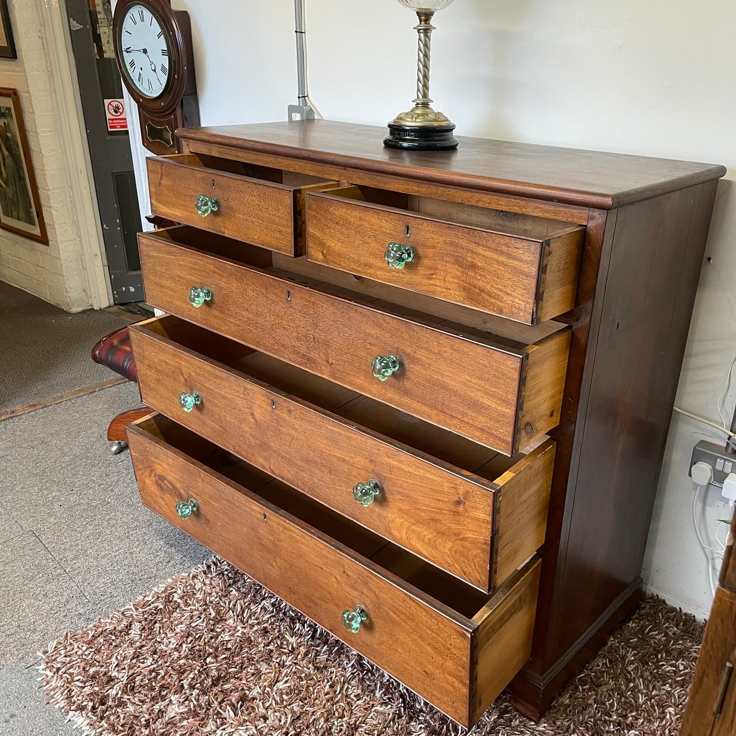 Antique Vintage Victorian 2 Over 3 Chest Of Drawers