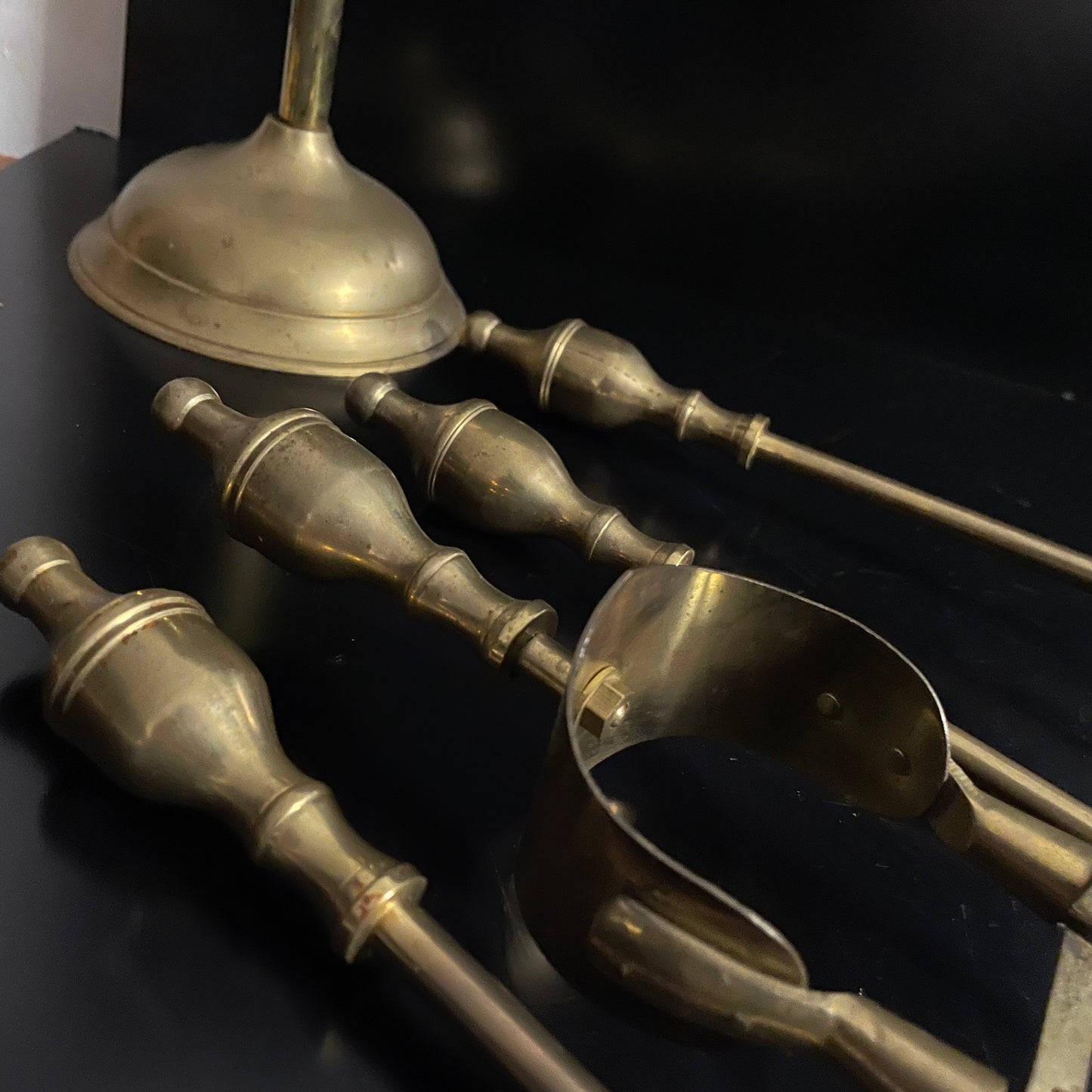 Vintage Brass Fireside Companion Set Of 4