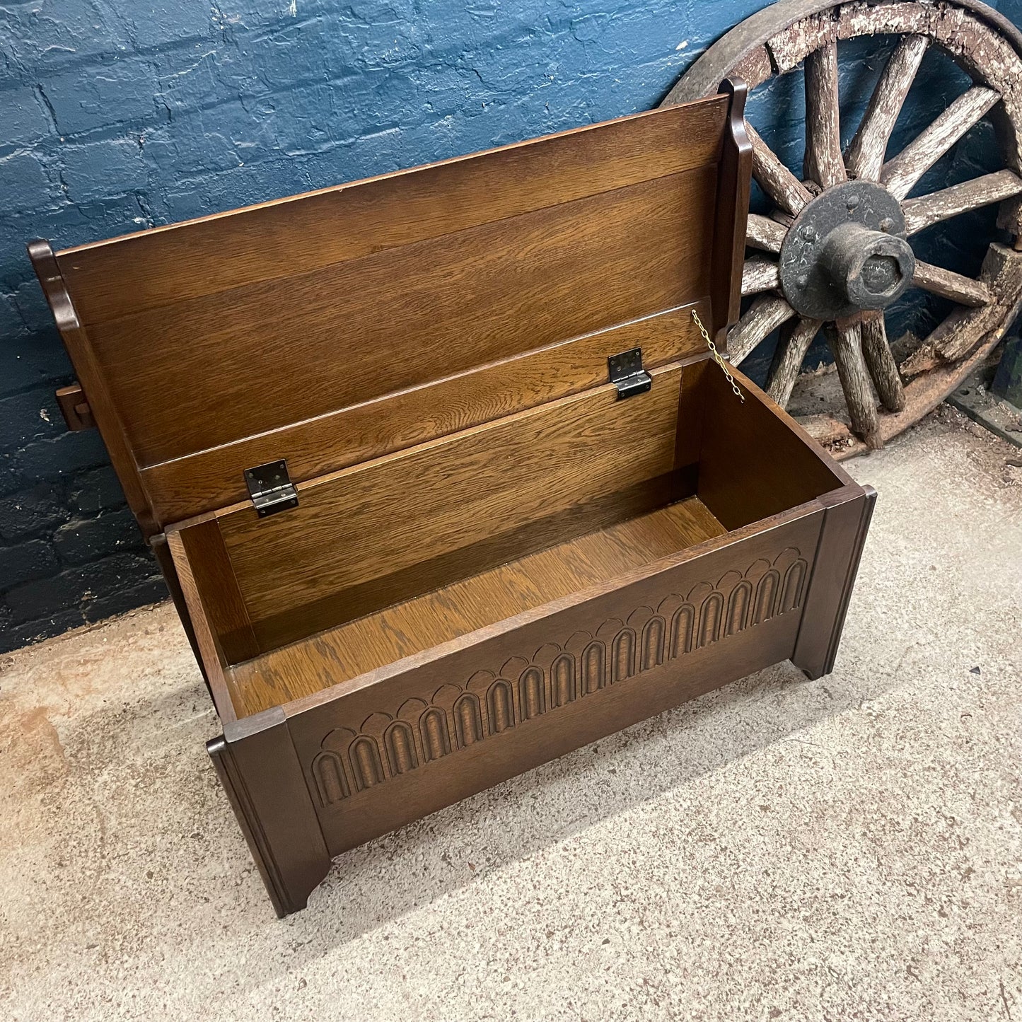 Vintage Solid Oak Blanket Box / Trunk