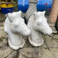 Vintage Pair Of Concrete Horse Head Wall Toppers