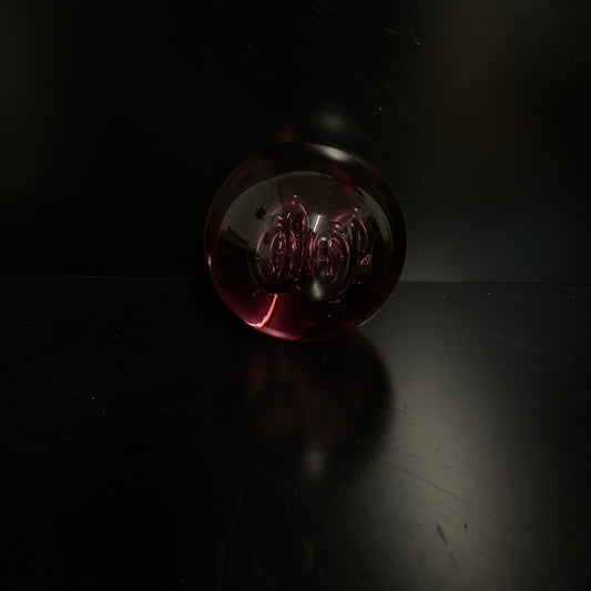 Vintage  Glass Deep Red bubble Paperweight