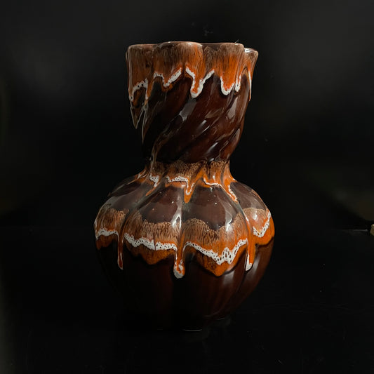 Vintage Mid Century Brown / Orange Vase