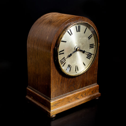 Vintage Oak Cased Dome Top Mechanical Chiming Mantel Clock