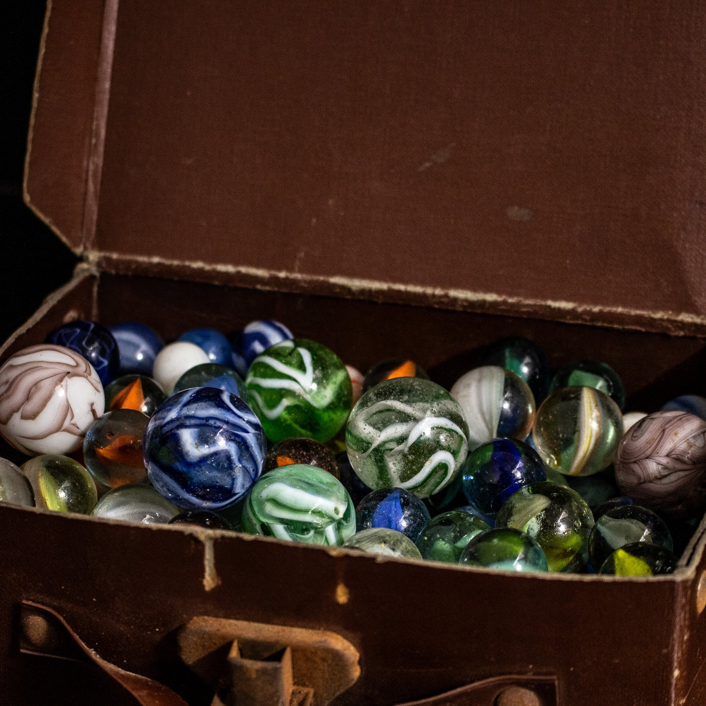 Vintage Miniature Suitcase Of Marbles