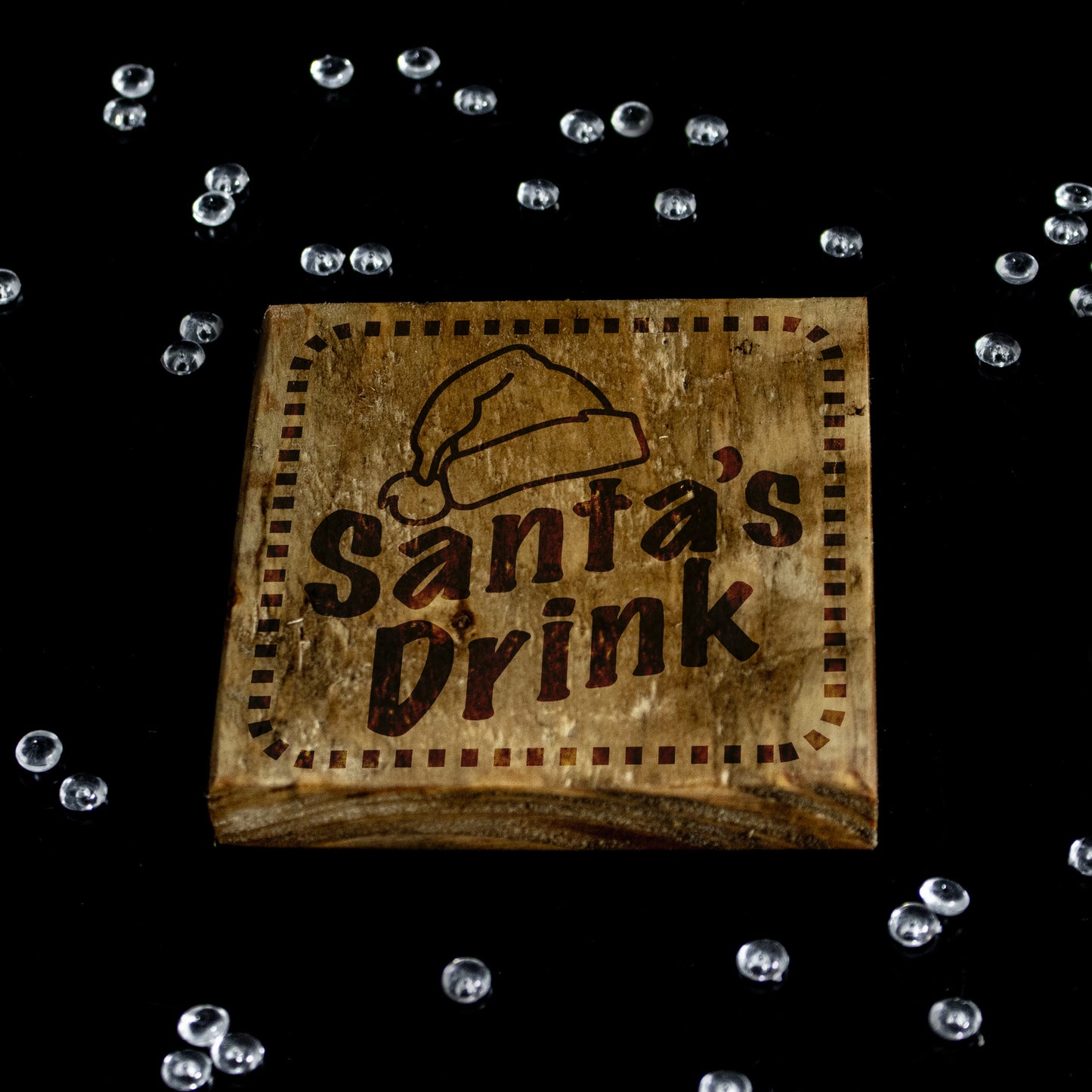 Reclaimed Rustic Santa's Drink Christmas Coaster