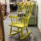 Vintage Up-Cycled Yellow Painted Sunflower Wooden Rocking Chair