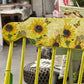 Vintage Up-Cycled Yellow Painted Sunflower Wooden Rocking Chair