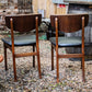 Antique Vintage Pair Of 70s Faux Leather & Teak Wooden Chairs Dining Chairs Mid Century