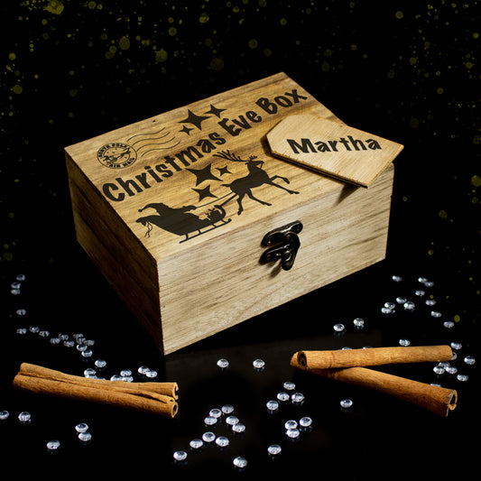 Personalised Rustic Small Christmas Eve Box