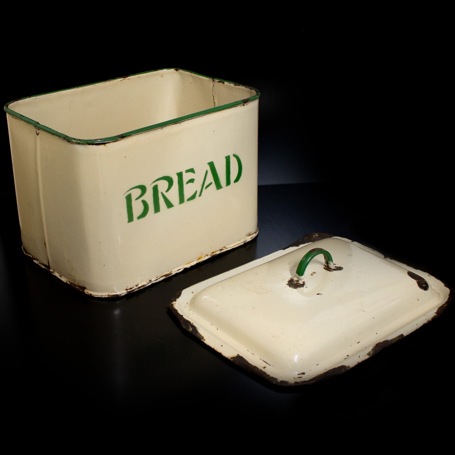 Vintage Enamel Bread Bin Storage Box