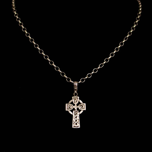 .925 Sterling Silver Cross Pendant & Chain Necklace 10g