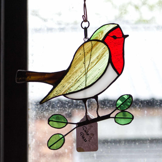 Handmade Stained Glass Robin Light Catcher