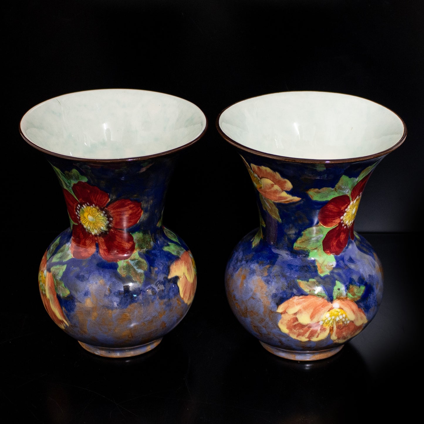 Vintage Pair Of Royal Doulton D6227 Vases