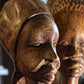 Vintage Mid-Century Wooden Hand Carved African Head Busts