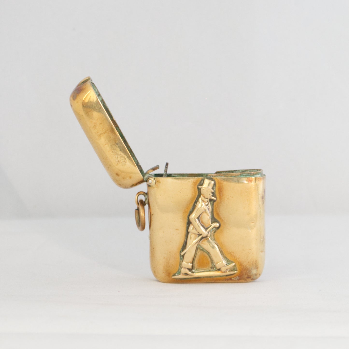 Antique Vintage Brass Vesta Match Striker Case