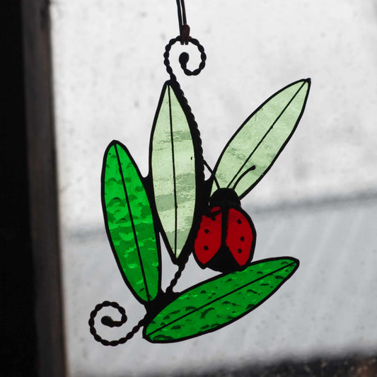 Handmade Stained Glass Ladybird Light Catcher - Handmade