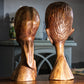 Vintage Mid-Century Wooden Hand Carved African Head Busts